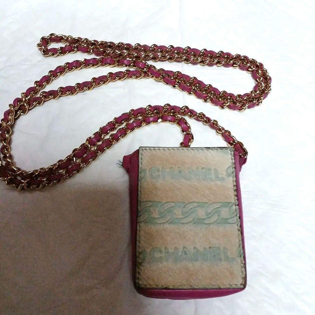 PONY Borsa a tracolla CHANEL catena mini pochette pelle di cavallo rosa autentica