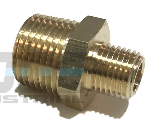BRASS REDUCING HEX NIPPLE 1/2" x 1/4" MALE NPT MNPT FUEL/AIR/WATER/OIL/GAS WOG