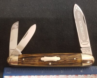 Excelsior Knife Co. Large Cigar Whittler Knife, Stag Handles = 