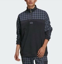 Adidas Originals R.Y.V Men's Quarter Zip D Sweatshirt Black/Gray Size Medium
