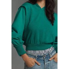 269999 Anthropologie Pilcro Fabric Mix Hoodie Top Oversized Sweatshirt Cotton M