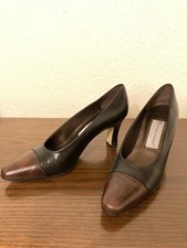 Etienne Aigner 7 1/2N Pumps Black/ Dark Brown Leather Upper 2 -2 3/4 Heels Pre