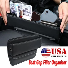 Car Seat Gap Filler Catcher Storage Organizer Box Small Items Cell phone Hole PU