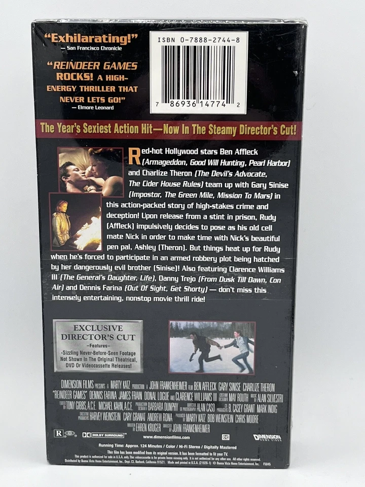 REINDEER GAMES (VHS, 2000) Directors Cut Ben Affleck Gary Sinise New Sealed Tape - Image 2 of 4