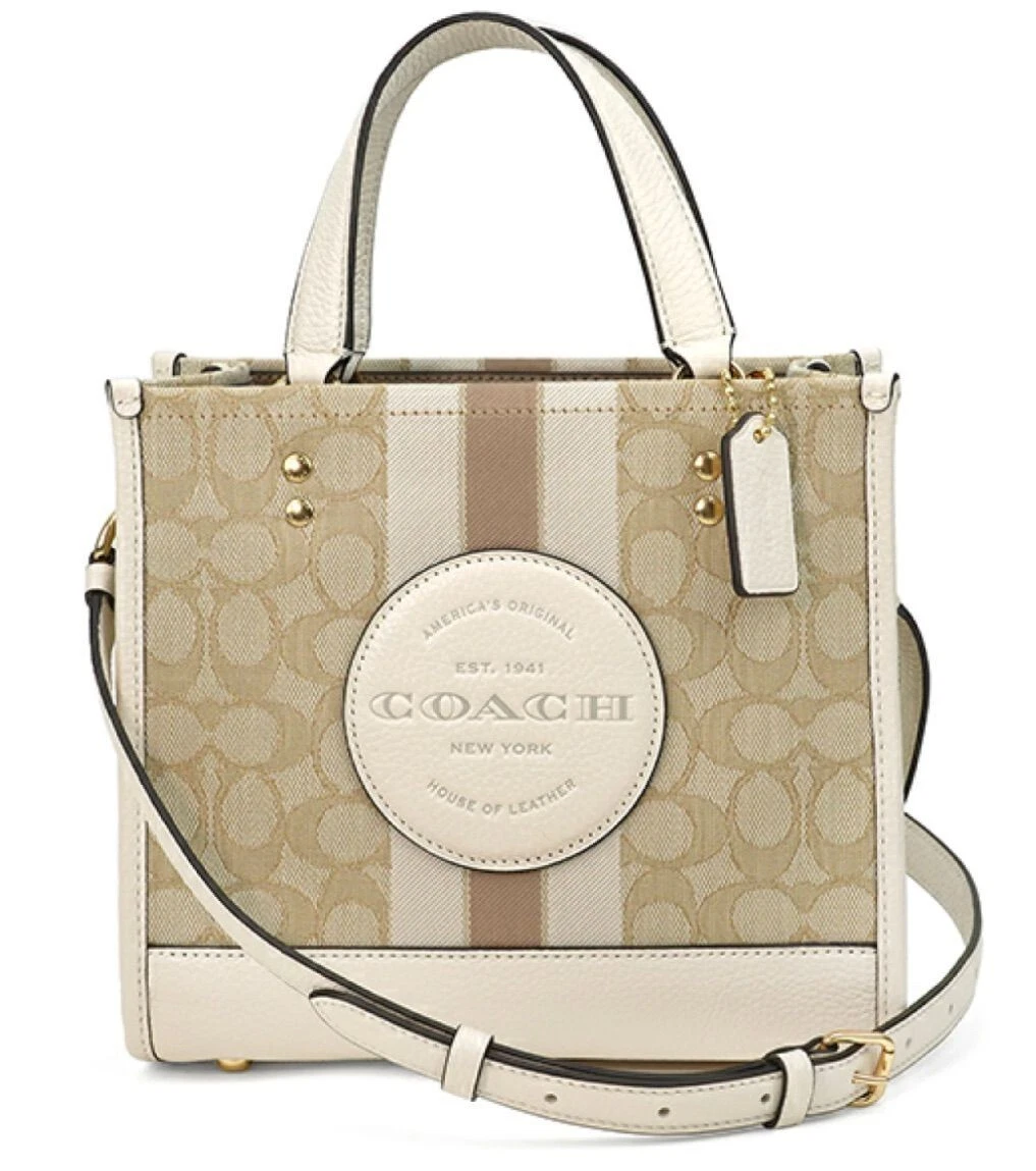COACH Dempsey Tote 22 C8417 Signature Jacquard Bag White Beige 20
