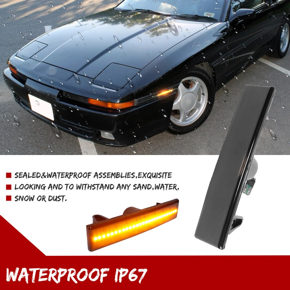 Luces de señalización laterales de parachoques delantero ámbar ahumado JDM para Toyota Supra MK.3 1987-1992 Foto 4 de 4