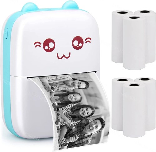 Mini Thermal Printer Bluetooth Mobile Phone Photos Label Printing 5 Extra Rolls - Picture 2 of 5