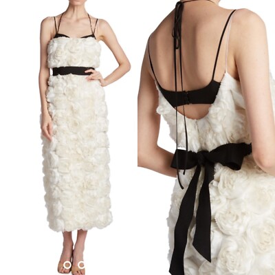 Erdem Gown Roses 3D Ilona Dress White Black Sz US4 $4790 | eBay