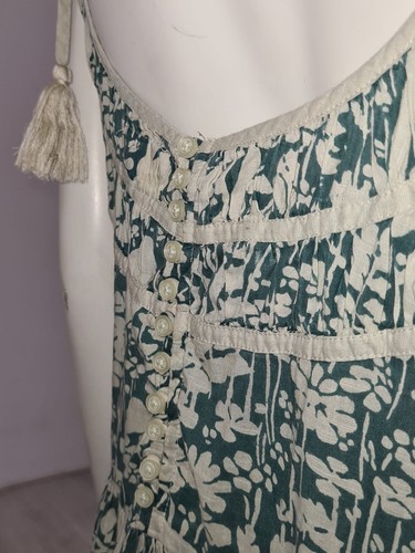 Maxi abito THE GREAT (3) verde floreale UK 12 14 EU 40 42 volant swing cotone LRG - Foto 10 di 13