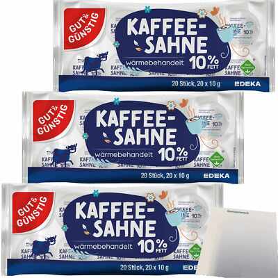 G&G Kaffeesahne 10% Fett ohne Gentechnik 3er Pack 60x10g Portionen usy Block