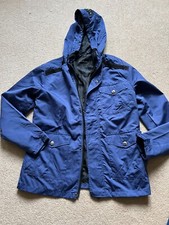 John Richmond Ladies Blue Rain Hooded Jacket / Parka- Sz S ( Uk 10) Vgc