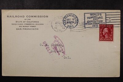 1913 Railroad Commission of California Cover / Pan Am Expo Cancel - L40797