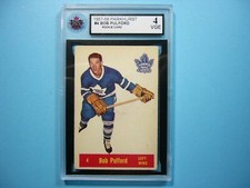 1957/58 PARKHURST NHL HOCKEY CARD #4 BOB PULFORD ROOKIE SP KSA 4 VG/EX PARKIE GL