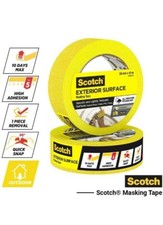 Image of 3M SCOTCH MASKING TAPE 36MM X 41MTR DIY CRAFT PAINTER EASY TEAR YELLOW 2x Rolls