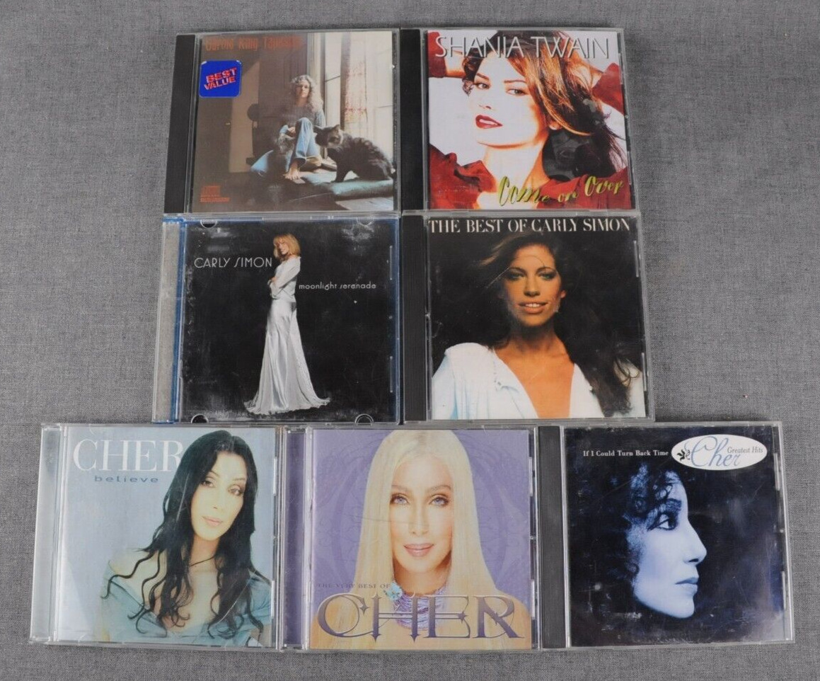 Lot of 7 female Artist CD's, Cher, Carly Simon, Carol King, Shania Twain