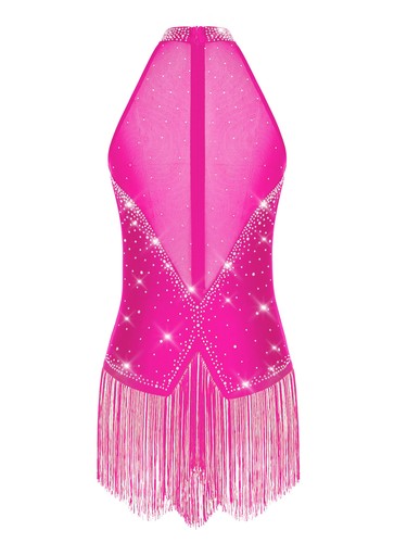 Damen Kleider Stadium Tanzbekleidung ChaCha Kostüm Nachtclub Outfit Bar Strass - Bild 37 von 90
