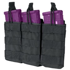 MOLLE PALS Modular Tactical Open Top Triple Magazine Mag Pouch - Black