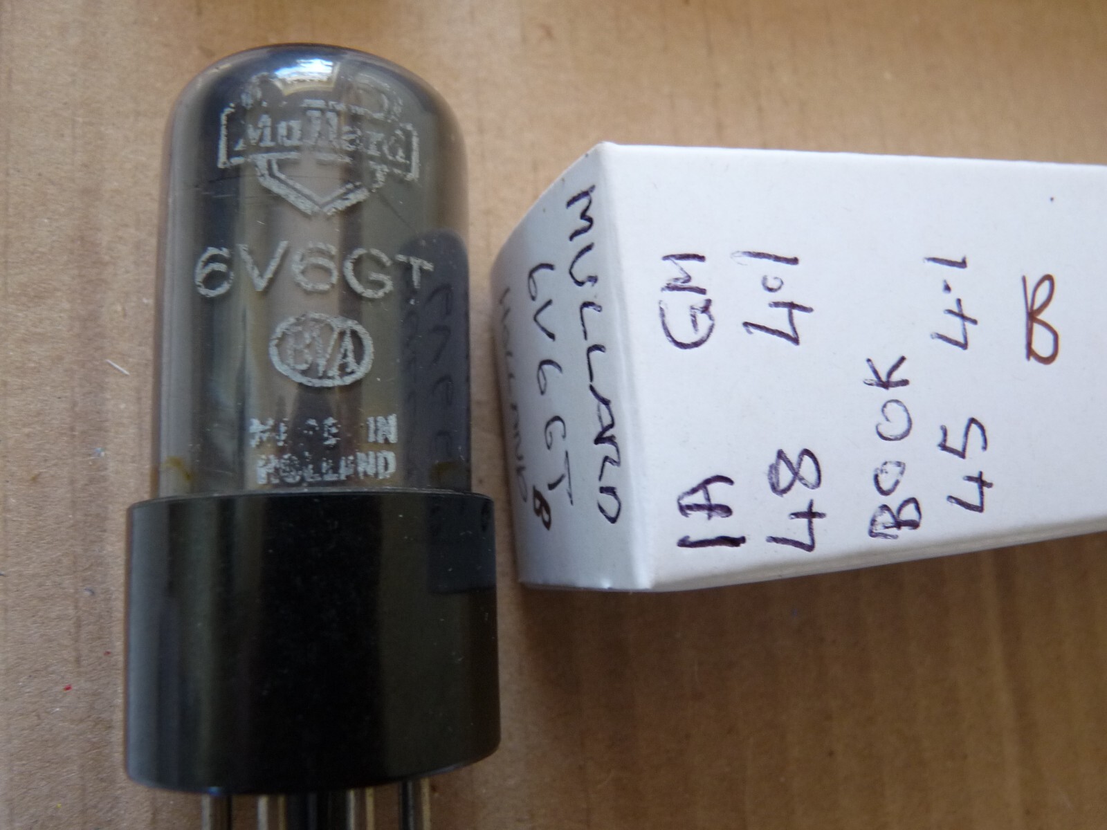 6V6GT Mullard Holland  Grey Glass Black Base B  New Old Stock Valve Tube  JUN23