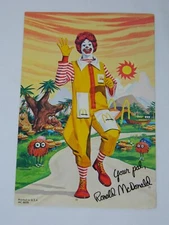 Vintage 1970's McDonald's Ronald McDonald Promo Card approx. 5" x 7"