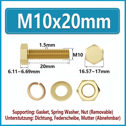 Tornillos hexagonales de latón M3 ~ M16 con tuercas y arandelas y pernos completamente roscados - Imagen 55 de 97