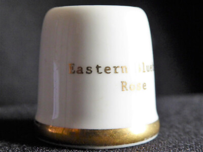 Goldbeschrifteter Porzellan Fingerhut Eastern Bluebird Rose