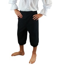 Mens Pirate Breeches 3/4 Length Trousers LARP Caribbean Fancy Dress Accessory