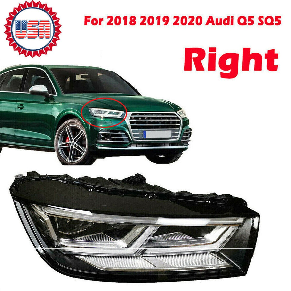 80A941034B 2018-2020 Audi Q5 LED Headlight Right RH Passenger Side