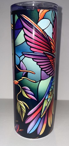 NEW Multicolor Stained Glass Hummingbird Tumbler Stainless Steel Hot/Cold Drinks - Picture 5 of 8