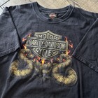 Vtg Harley Davidson Rattlesnake Snake Graphic Double Sided Faded T Shirt Large
