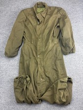 Vintage Military Coveralls Mens Large Green Twill Lined Zip Front Elastic Cuff