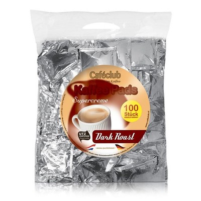 Cafeclub Kaffeepads Dark Supercreme 100 Stück starke Röstung einzeln verpackt