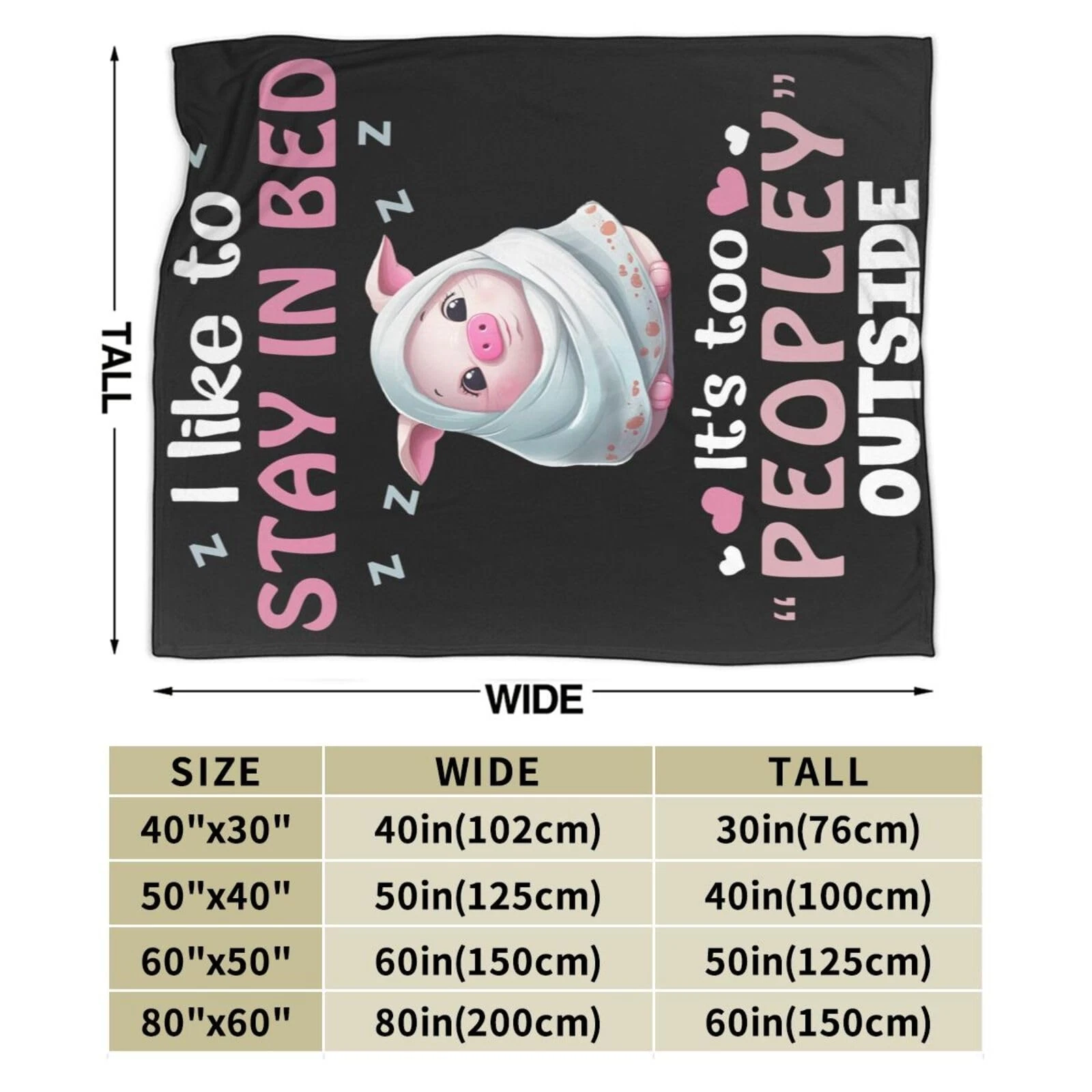 Funny Pig Plush Fleece Animal Throw Blanket Soft Cozy Warm Bed