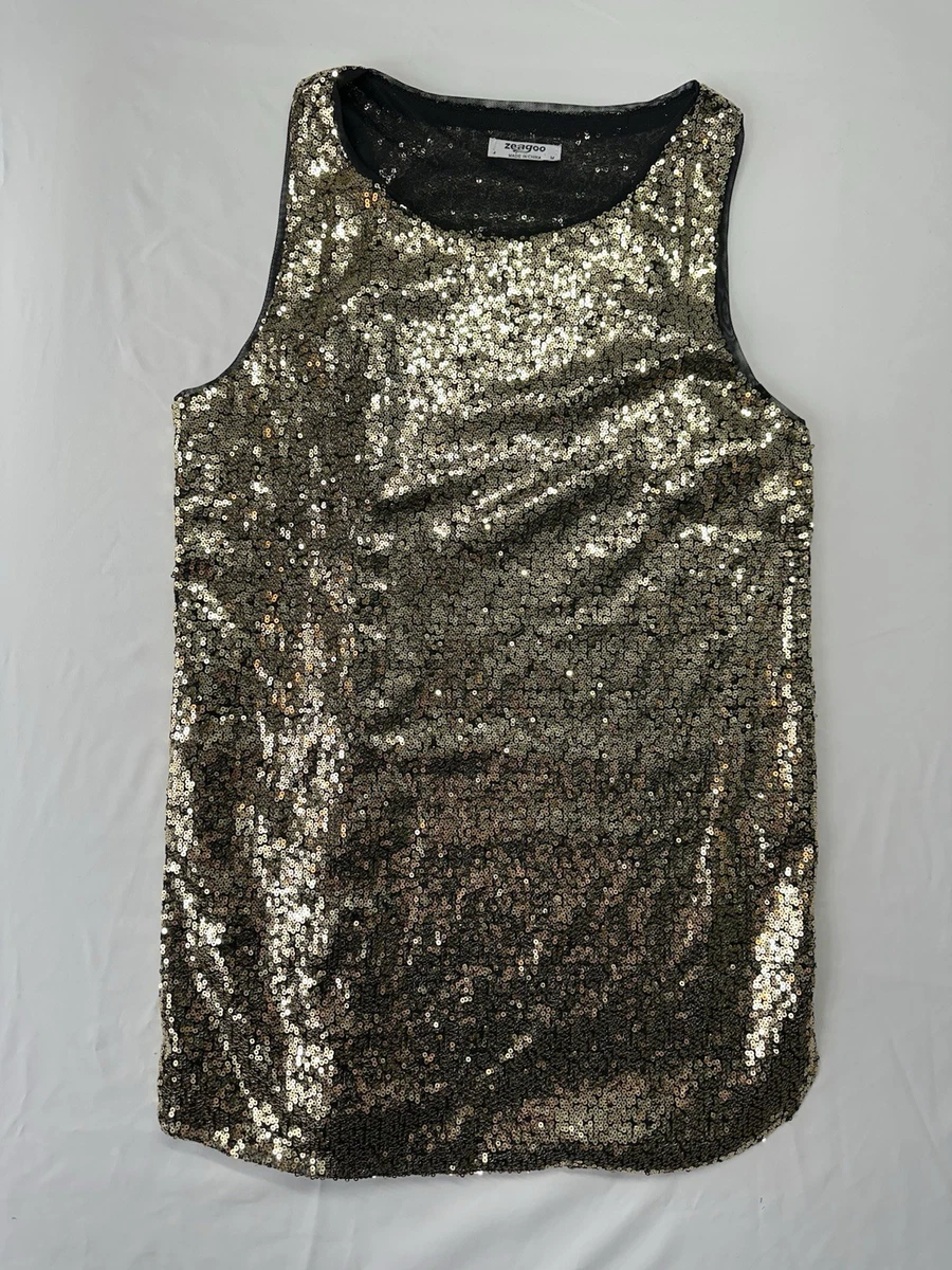 Sequin Gold Tank, Cami Tops for Women for sale | eBay