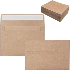 100 Pack 4X6 Envelopes for Invitations, Brown Kraft Envelopes, Self Seal A4 Enve