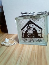 Lighted Glass Block Christmas Nativity Manger Seen Oh Holy Night