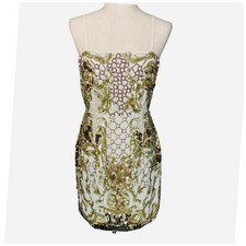 Asos  Edition Gold Pearl Placement Cami Mini Cocktail Dress | Size 6