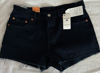 Levi's 501 Women's Dark Navy Wash High Rise Cut-Off Shorts 29W Button Fly