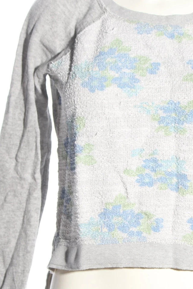 ABERCROMBIE & FITCH Sweatshirt Dames Sweat T EU 34 gris clair-blanc cassé-bleu - Photo 3/4