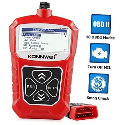 KW310 OBD2 Scanner Car Code Reader - Full OBDII Functions - 10 Modes - Red