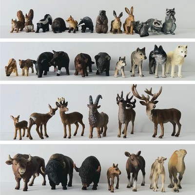 Schleich Wald Tiere Reh Hirsch Wildschwein Wolf Elch Bison Wisent Figur Sammlung