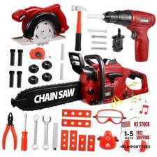 Kids Tool Set 36 PCS with Toy Chainsaw Electronic Toy Drill with Sound and