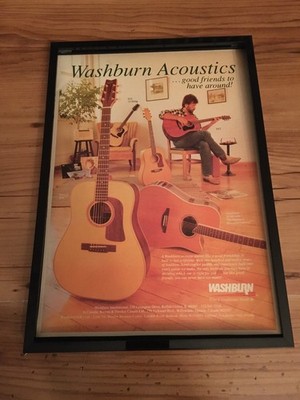 Washburn Akustikgitarren - 1989 A4 gerahmte Werbung 