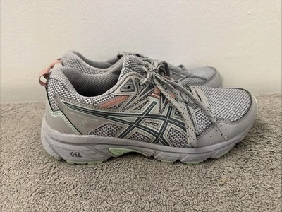 ASICS GEL-Venture US 7 Gray Mint Green Mesh Running Sneakers Breathable