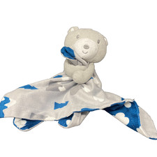 Baby Essentials Gray Bear Blue Mountains Clouds Baby Lovey Security Blanket