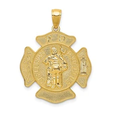 10k Yellow Gold St. Florian Protect Us Fire Department Pendant Gift for Her