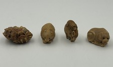 4x Netsuke miniatura figura animale scolpito Giappone fondo di magazzino condizioni (k428)