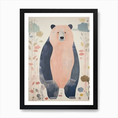 Verspielte Illustration von Grizzly Bea gerahmtes Wandbild Poster Leinwanddruck Bild