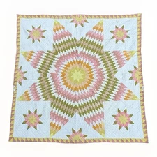 VINTAGE 1900's LONE STAR QUILT Summer Weight FOLK ART 64” Square