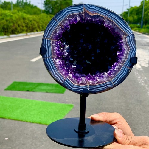 3.18LB Natural Amethyst geode quartz cluster crystal specimen Healing - 第 3/24 張圖片
