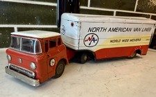 KS JAPAN TIN FRICTION FORD C 600 NORTH AMERICAN MOVING VAN TOY TRUCK